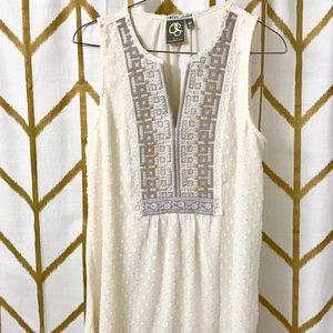 Anthropologie Embroidered Sleeveless Shirt