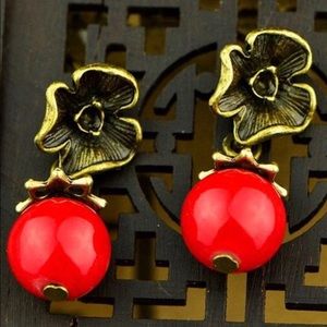 Red Turquoise Earrings