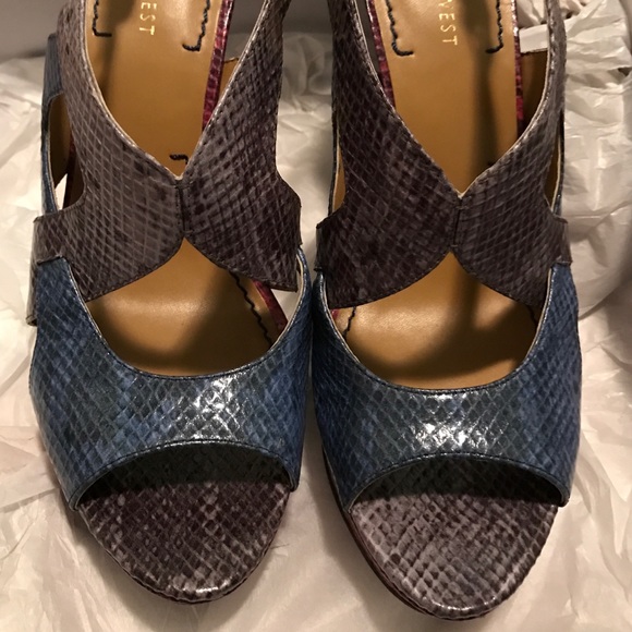 Nine West Snakeskin Peep Toe Sandals, worn once - Picture 3 of 4