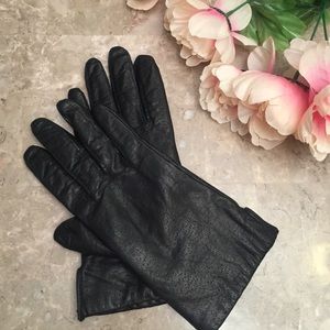 Black leather gloves