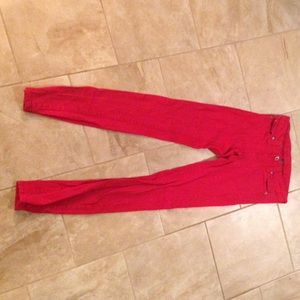 I am selling red long jeans.