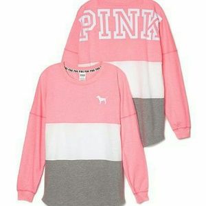 Pink white and grey colorblock oversized sweater