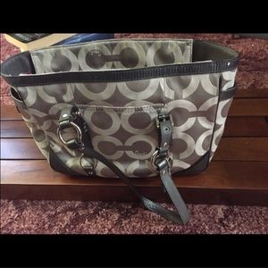 Silver coach tote