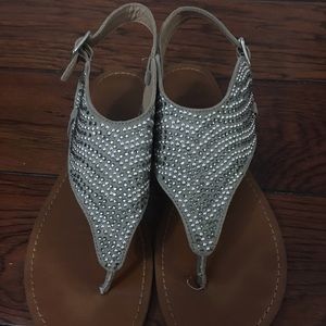 Rhinestone Tan Sandals Sz 8