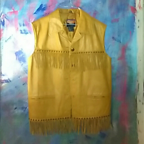Vintage Genuine Leather Fringe Vest