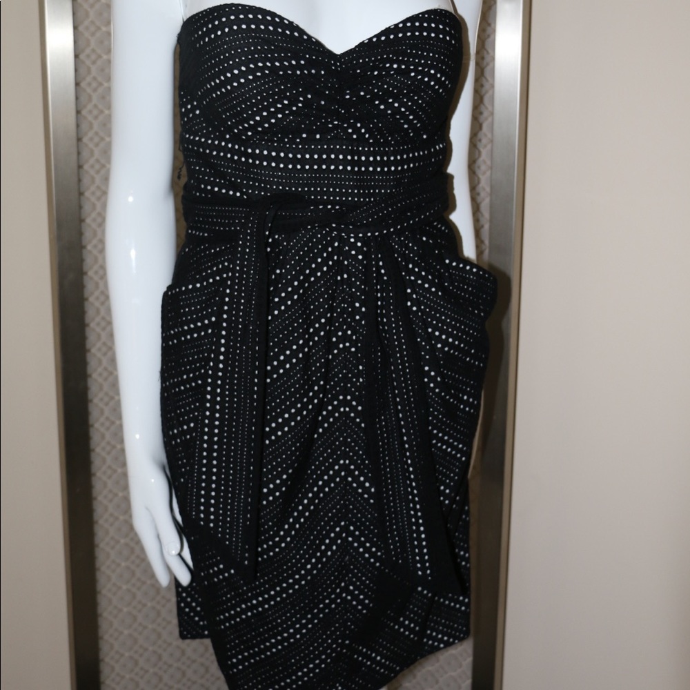 B&W Strapless Eyelet Dress