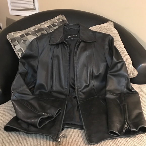 Women's Medium Guess Black Leather Jacket