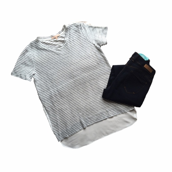 New Gibson and Latimer Linen Mix-Media Striped tee