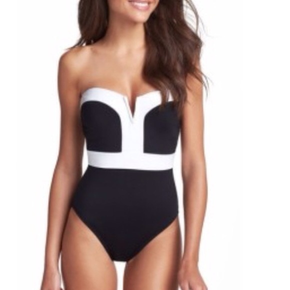 New swim suit black and white color block