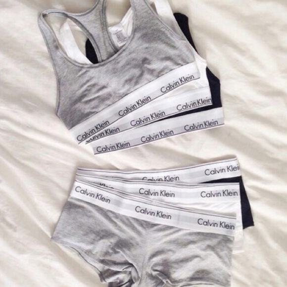 Grey Calvin Klein Sports Bra & Boyshorts