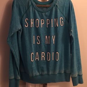 Long sleeve "shopping is my cardio" sweater