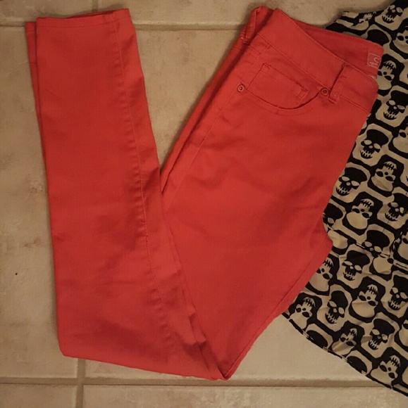 Coral red jeans