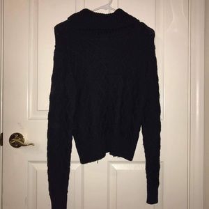 Navy blue mock knit turtle neck sweater