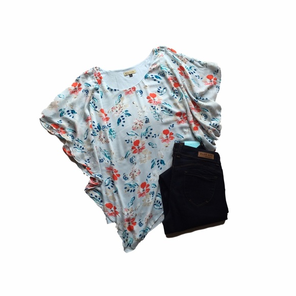New Democracy Floral print blouse, blue grey