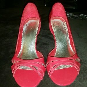 Red Patent Leather Open Toe Heels