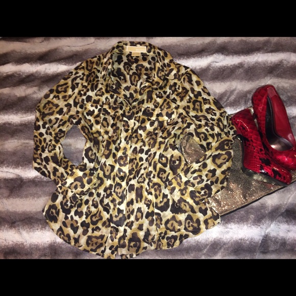 MICHAEL KORS leopard button down • 6P • ✨