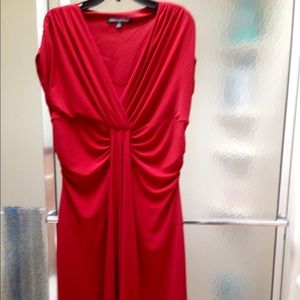 Preowned Jones NewYork RedDress; Sz14; Cap Sleeve; $65