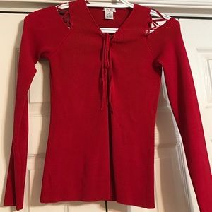 Cachè Red Cut-Out Sweater
