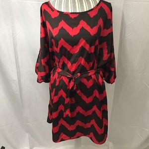 Chevron chocolate and red dress