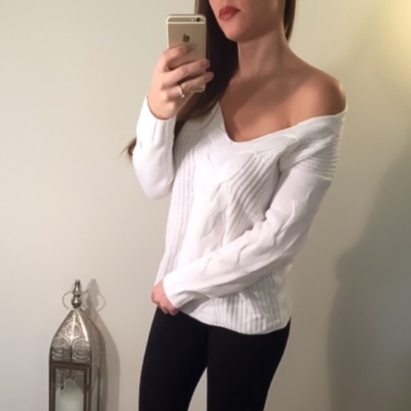 Boutique Sweaters - [ Last 1 ] White Braided Cable Knit Sweater