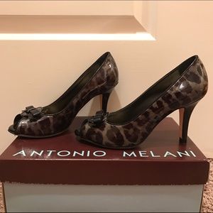 Antonio Melani Animal Print Peep-toe Heels