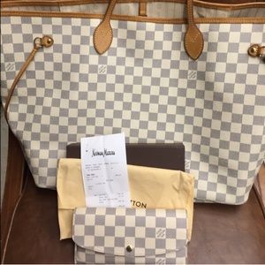 Authentic Louis Vuitton Azur Neverfull GM /Wallet