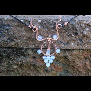 Opalite Chalcedon crystal Taurus handmade necklace