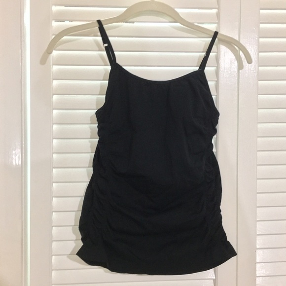 Black cami, ruched sides