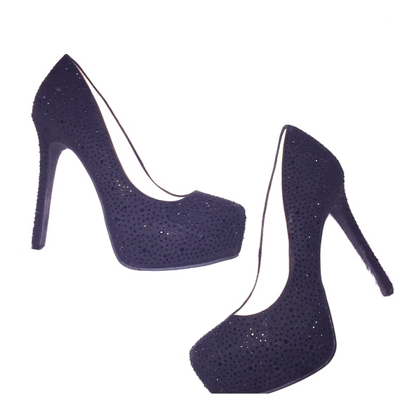 Sparkly Black Closed Toe Formal Heels Size 8