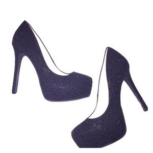 Sparkly Black Closed Toe Formal Heels Size 8