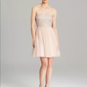 Aidan Mattox Blush Pink Beaded Holiday Party Dress