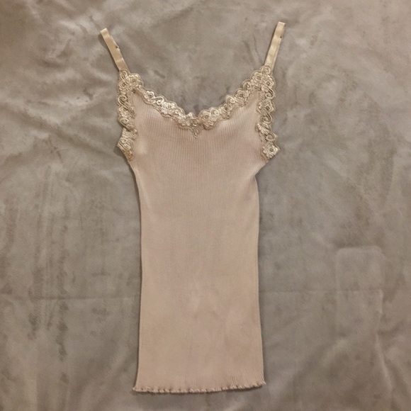 Aqua Lacey Ribbed Silk Cami