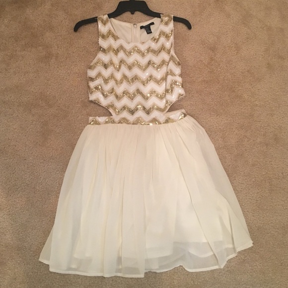 White sequined top cutout dress