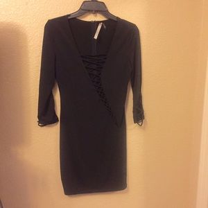 Lace up little black dress