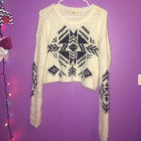 Black and white fuzzy sweater from Hollister