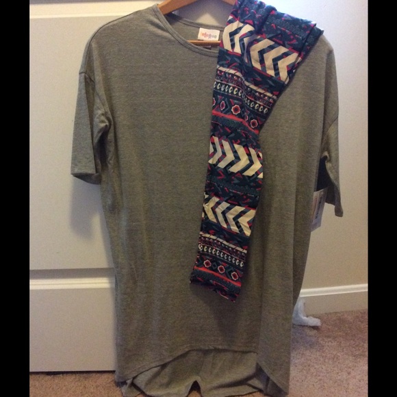 LuLaRoe XXS Irma in Grey and OS Leggings Set