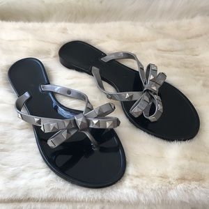 Black Bow Jelly Sandals