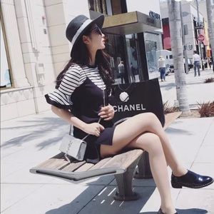 🎀Striped Short Sleeve + Sling Dress Set