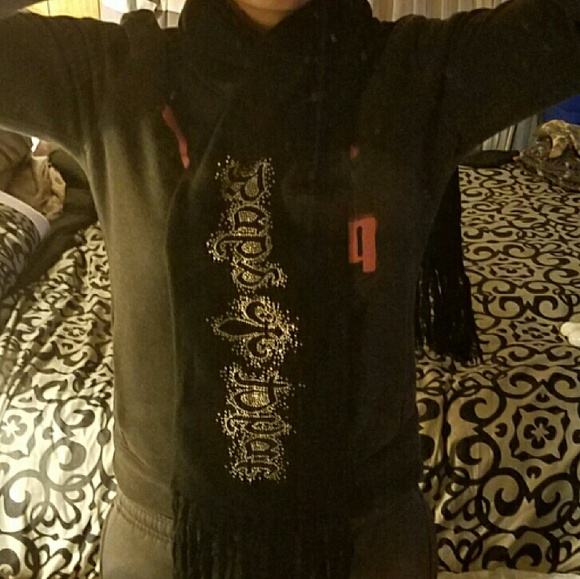 Baby Phat Fringe Scarf & Beanie Set Black - Picture 4 of 4