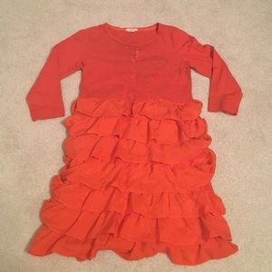 Girls dark orange ruffle skirt dress. Crew Cuts.