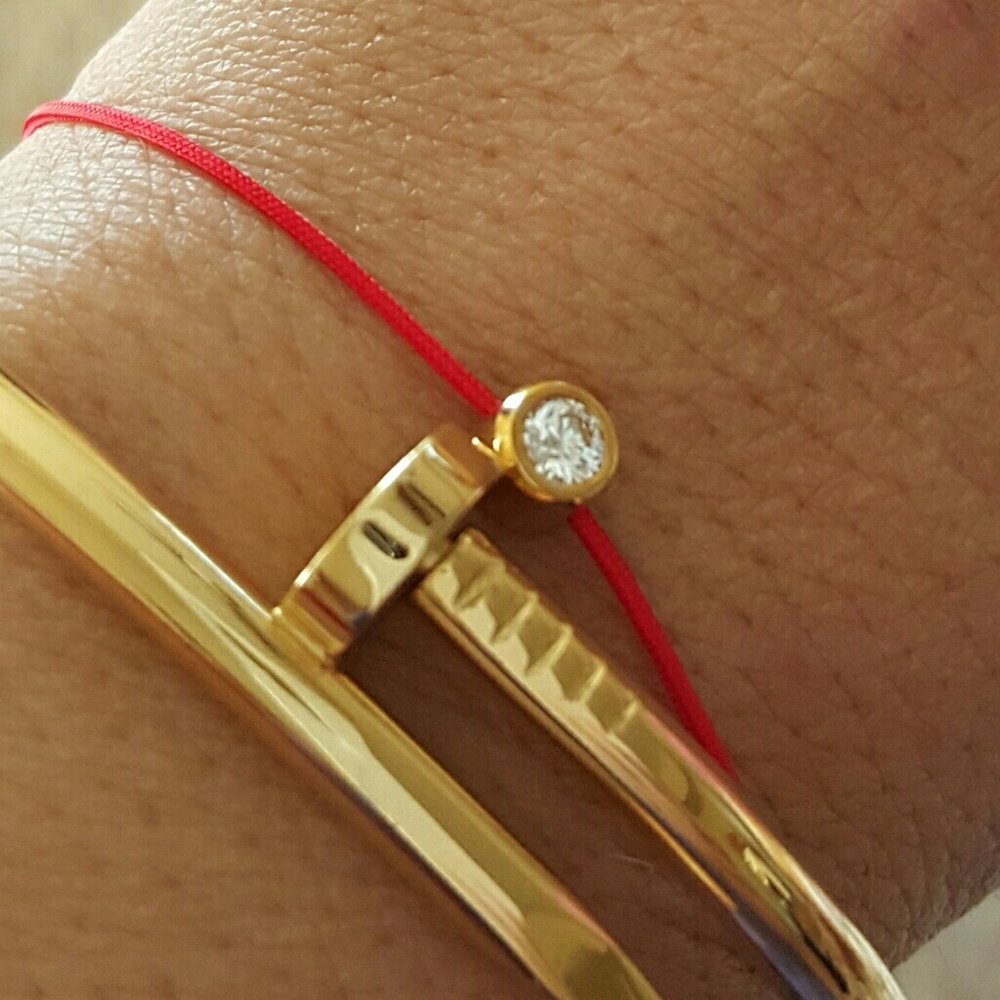 18k rose gold Swarovski red string bracelet 6-7.5"