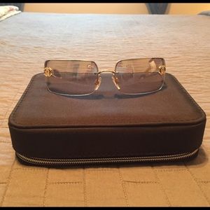 Authentic gold Chanel sunglasses with case