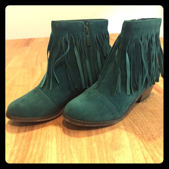 Breckelle's Fringe Ankle Bootie - Teal, Size 7.5
