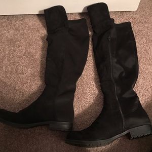 Velvety Black Knee Boots