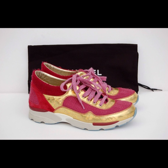 pink and gold trainers