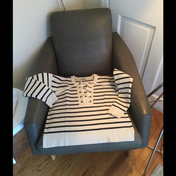 Striped lace - up sweater by Madewell