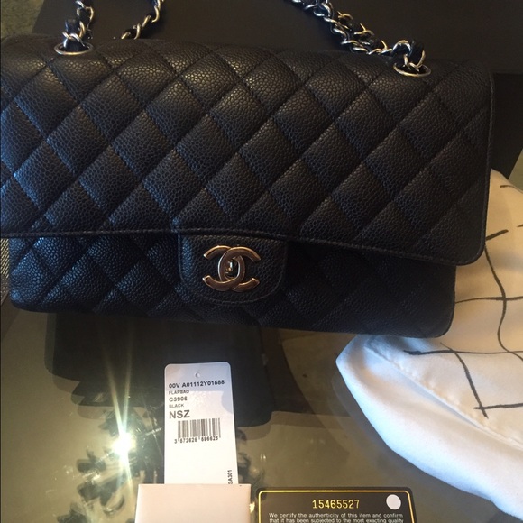 CHANEL Handbags - Chanel classic medium doubleflap in black caviar