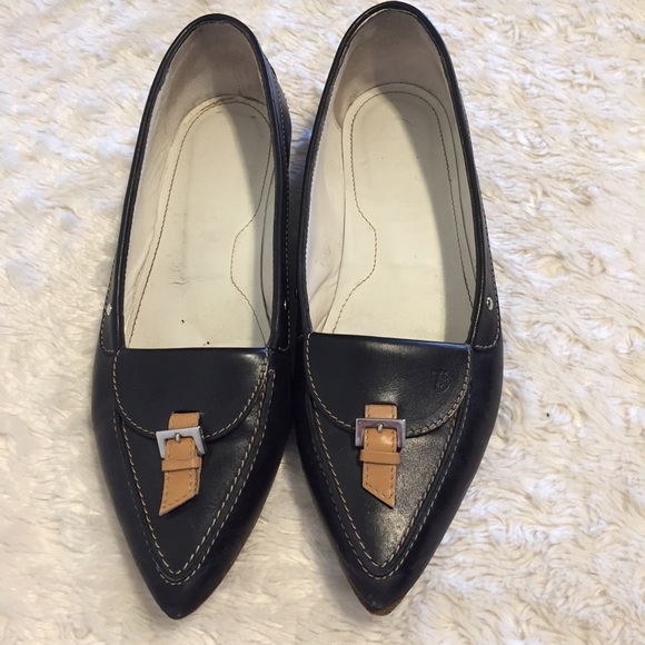Tod's black flats with stud detail, size 8