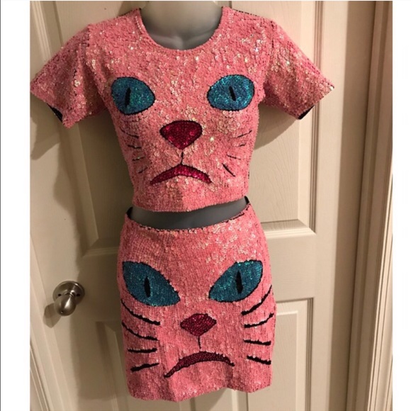 SOLD! Discount Universe Pink Kitty Crop and skirt - Picture 3 of 4