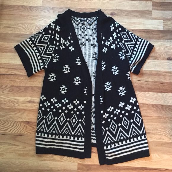Apt. 9 Sweaters - Aztec Print Black and White Cardigan